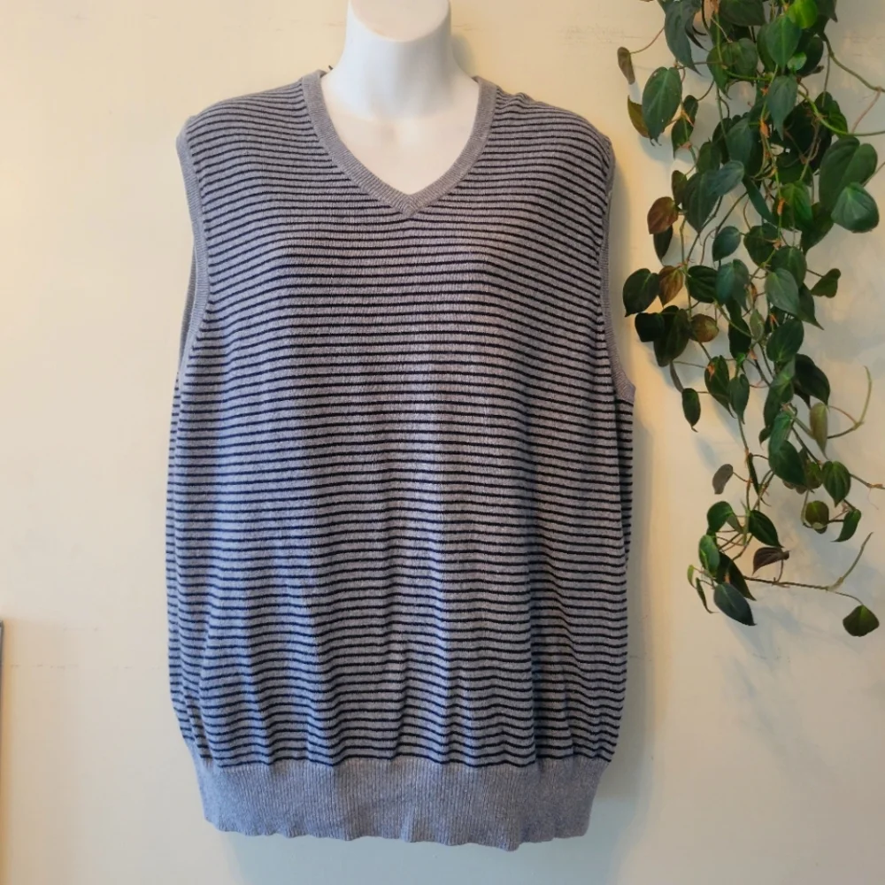 J. Crew Cotton / Cashmere Pullover Sweater Vest 90534 Striped eclectic grandpa